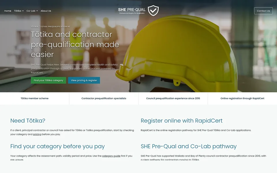 SHE Pre-Qual homepage
